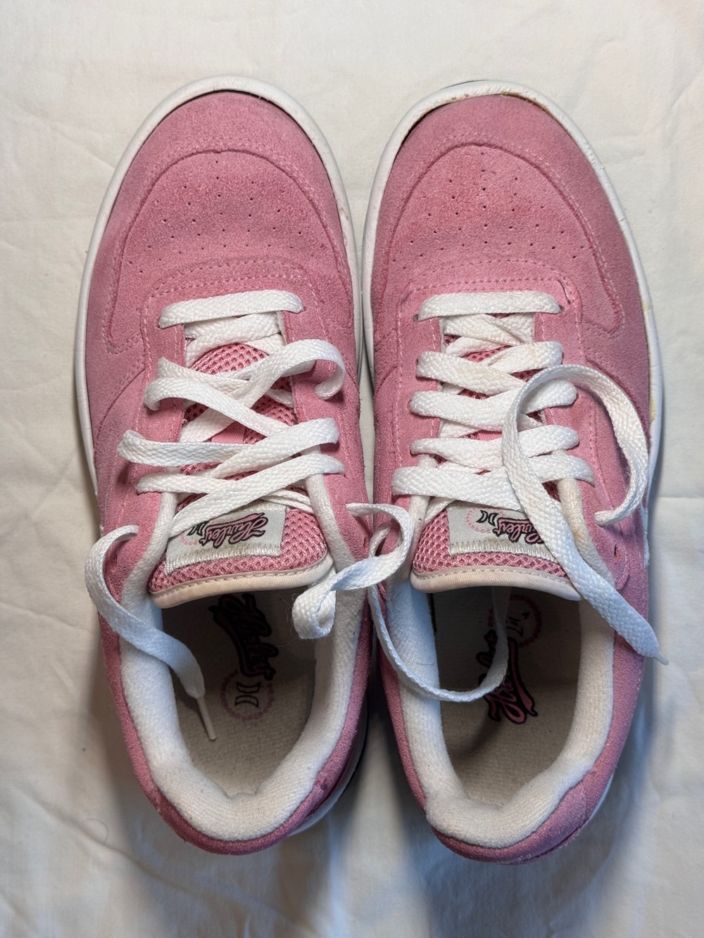 Hurleys International Pink Suede Sneakers with White Size 6.5 W